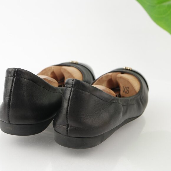 Cole Haan Womens Elsie Ballet Flats Size 8 Black Leather Cap Toe Slip On Shoes - Picture 6 of 13